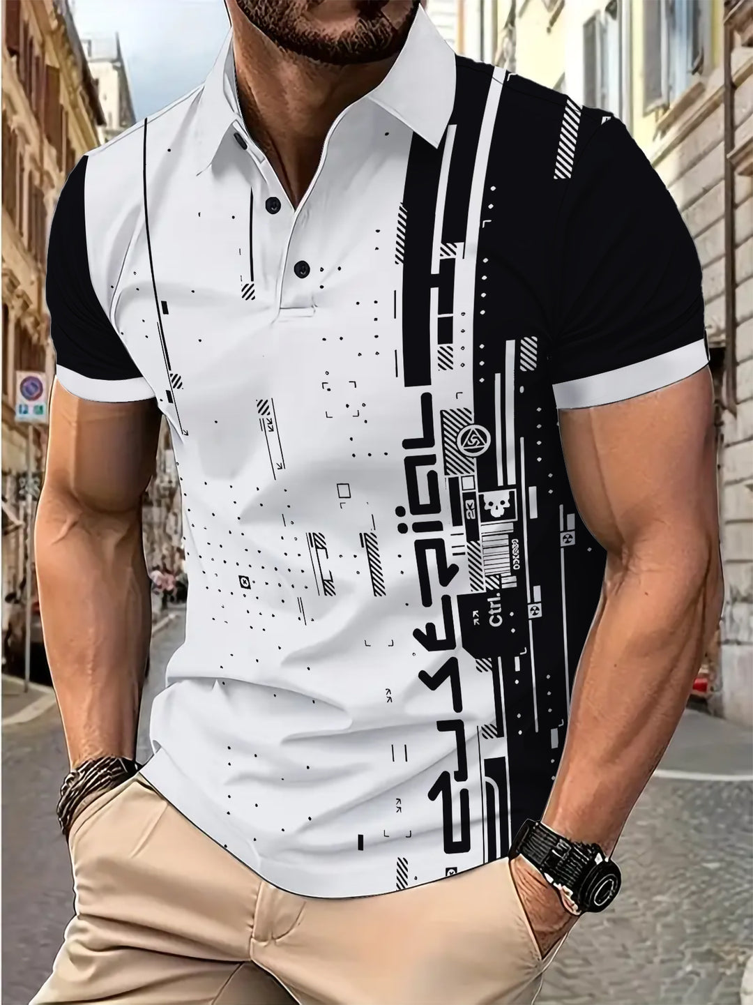 Herrer poloshirt med moderne grafikdesign og åndbare egenskaber Stilla