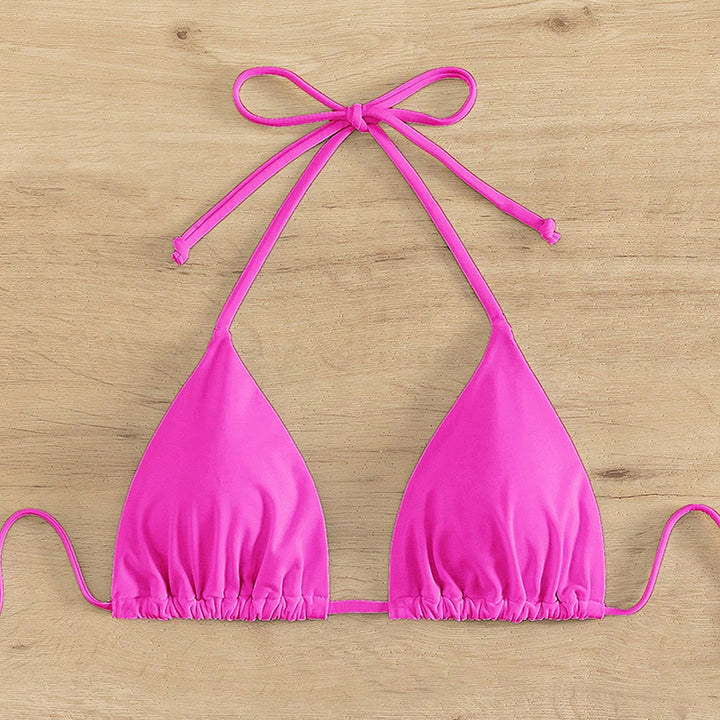Dame triangel-bikini med justerbare stropper og bindedetaljer Skovae