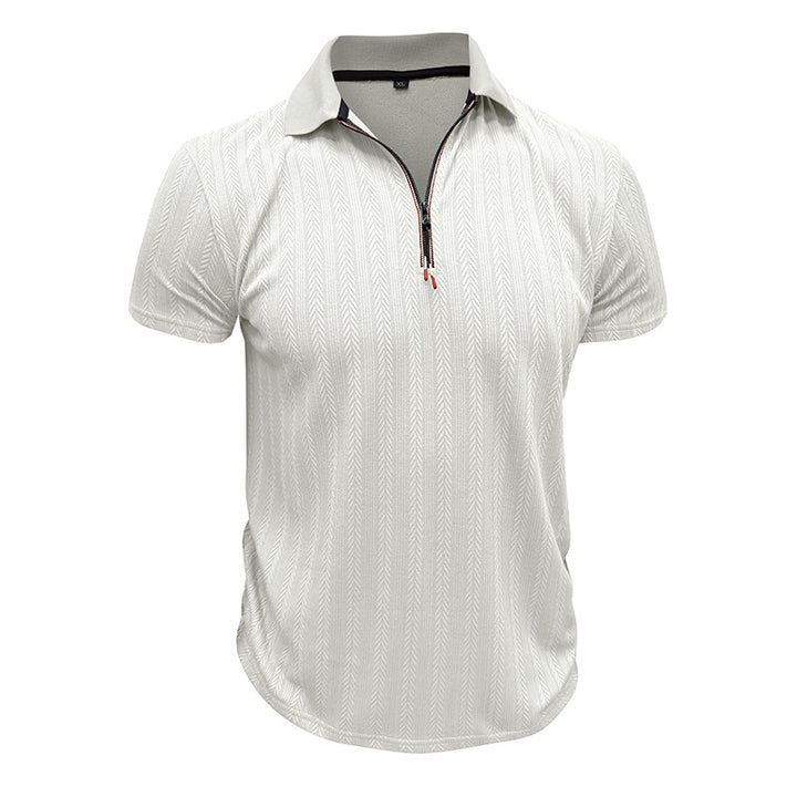 Herrer polo shirt med lynlås og struktureret design Stilla