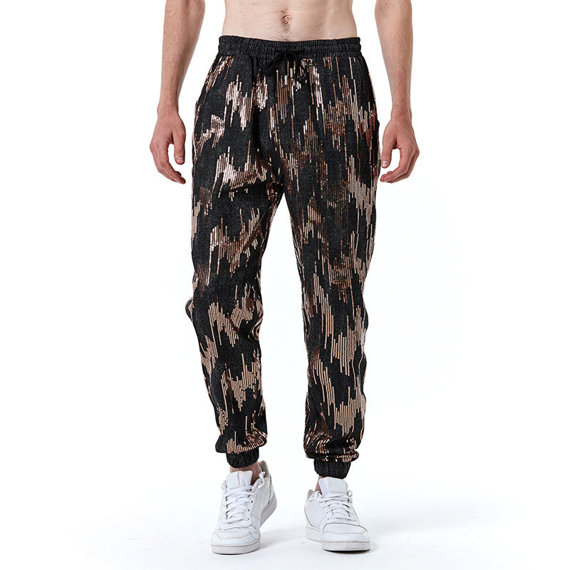 Herrer Trendy Paillet-detalje Joggingbuks Stilla