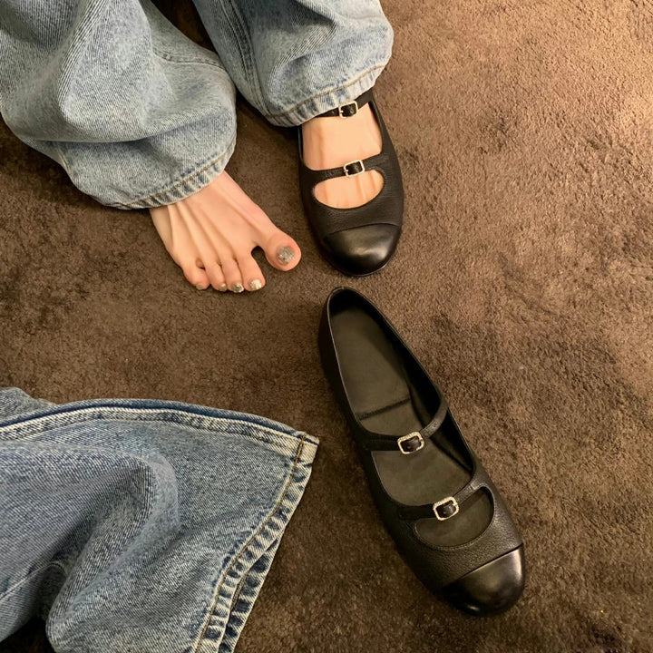 Dame elegante Mary Jane Ballerinas med to stropper og spænde-detajle Stilla