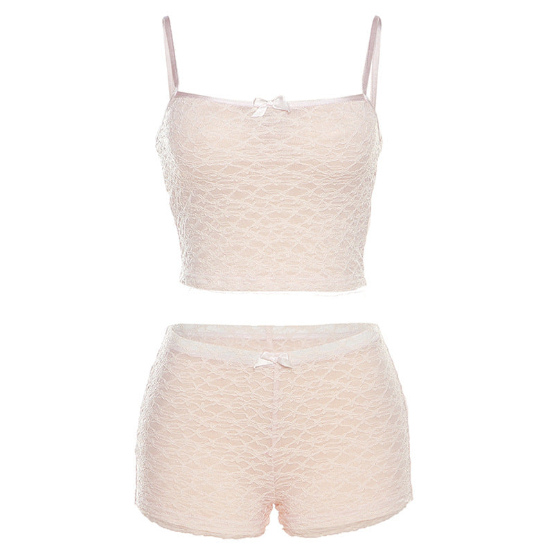 Dame spids-udskæring-crop-top og shorts sæt Skovae