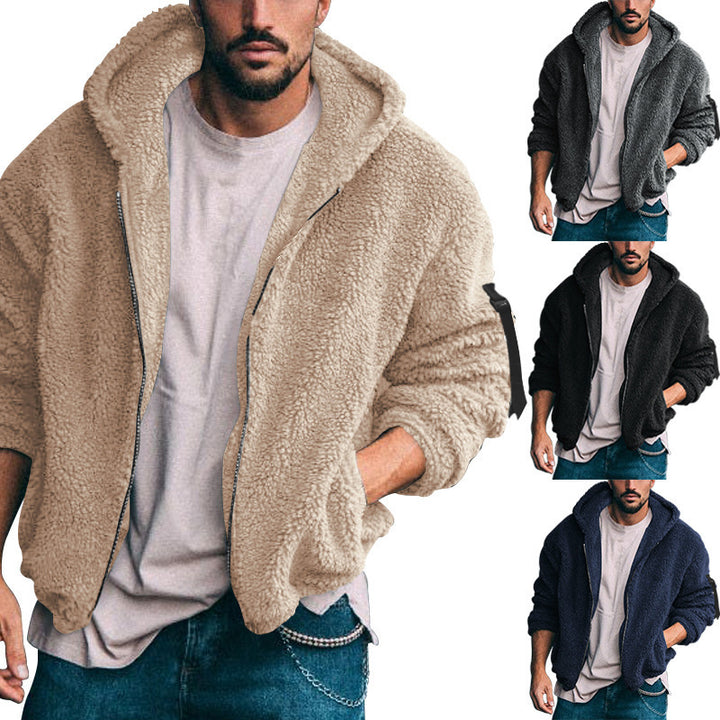 Herrer Teddy-fleece-jakke med hætte Stilla