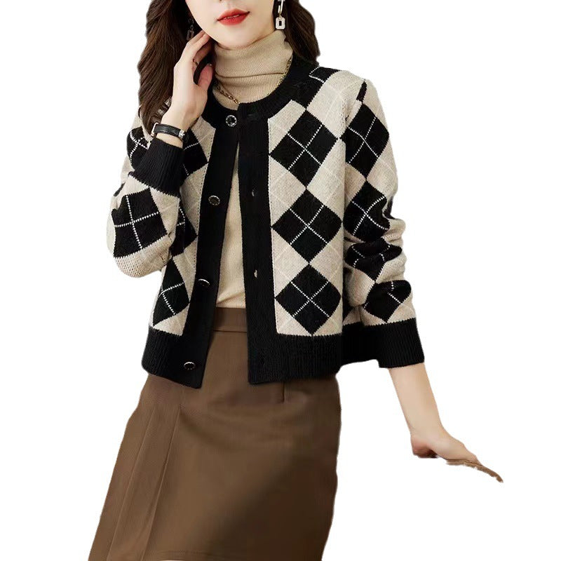 Femme Argyle Strikjakke Stilla