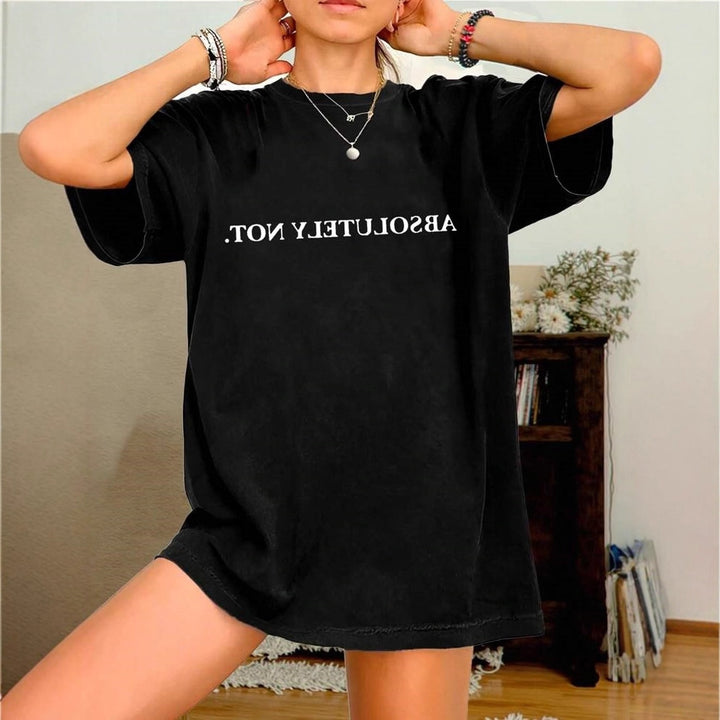 Damer Oversized T-Shirt med kreativt statementtryk Skovae