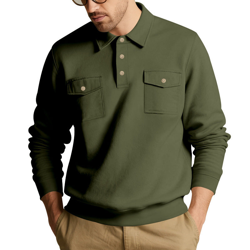 Herren nan Pullover med polokrave og påsatte brystlommer Skovae