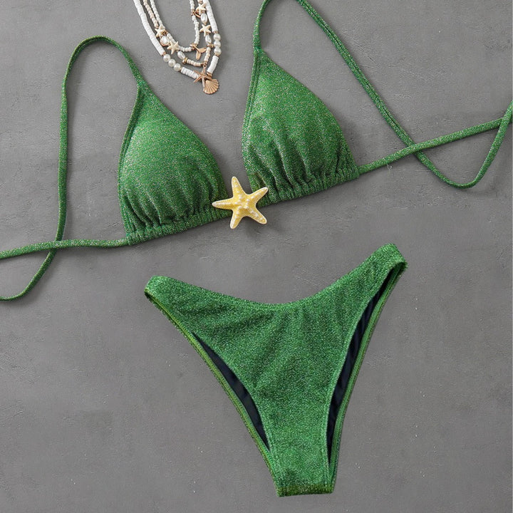 Dame Glinsende Triangel-Bikini-Sæt Stilla