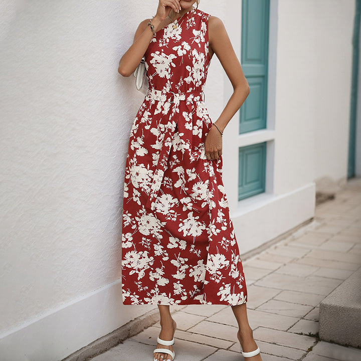 Dame Floral En-Skulder Maxi Kjole Stilla