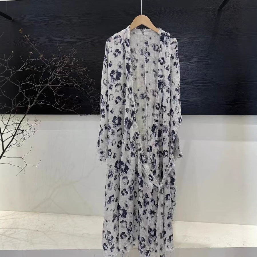 Femme Stilfuldt Floral Print Kimono Kjole Stilla