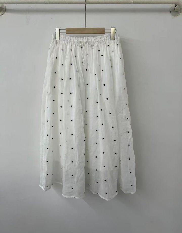 Femme Polka Dot Maxi Skirt med elastisk talje Stilla