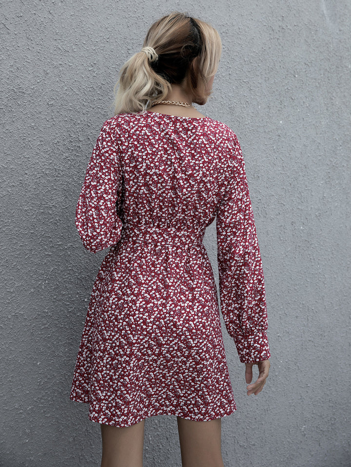 Dame Langærmet Floral A-Linje Mini Kjole Stilla