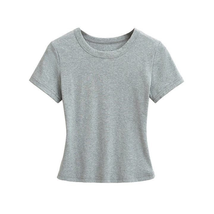 Dame klassisk Basic-T-shirt med elastisk bomuldsblanding og tætsiddende snit Stilla