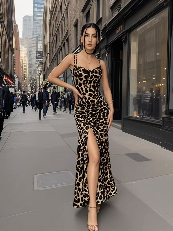 Dame Sleek Leopardmønster Maxi-Kjole Stilla