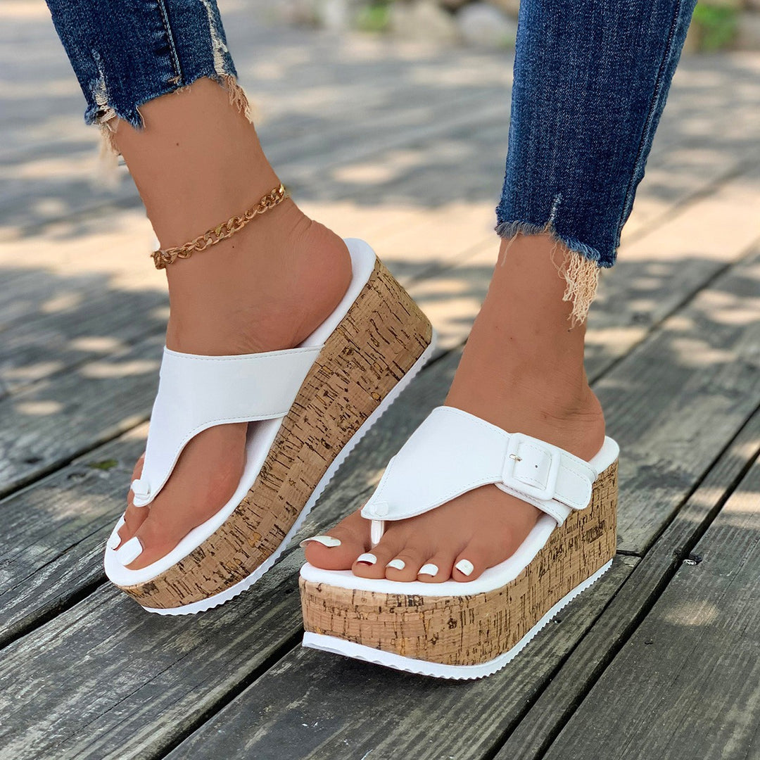 Dame flip-flops med kork-plateau og justerbar rem Stilla