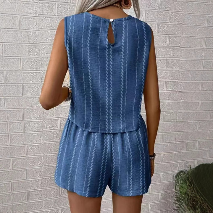 Dame Casual To-delt med stribet overdel og shorts Stilla