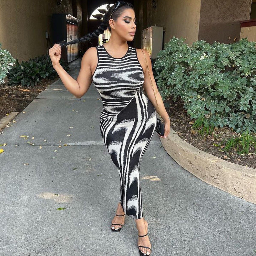 Stilla | Chic Trykt Slim-Fit Bodycon Kjole