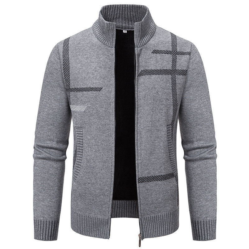 Herrer Strukturstrik Zip-Up Cardigan Pullover Stilla
