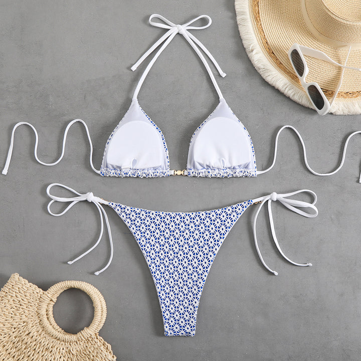 Dame Triangel-Bikini-Sæt med justerbare stropper og elastisk trusse Stilla