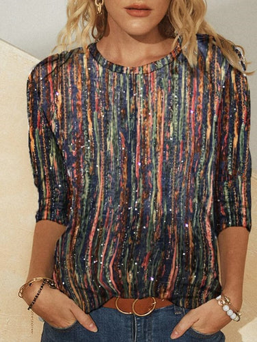 Dame luksus sweatshirt med glimmerstribe Stilla