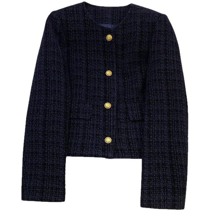 Dame Struktureret Boucle Jakke med Gyldne Knapper Stilla