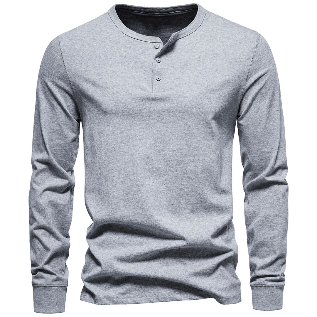 Herre Langærmet Button-Up Henley Skjorte Stilla