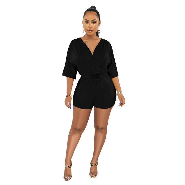 Dame Elegant Playsuit med indpaknings-look og afslappet ribkant Stilla
