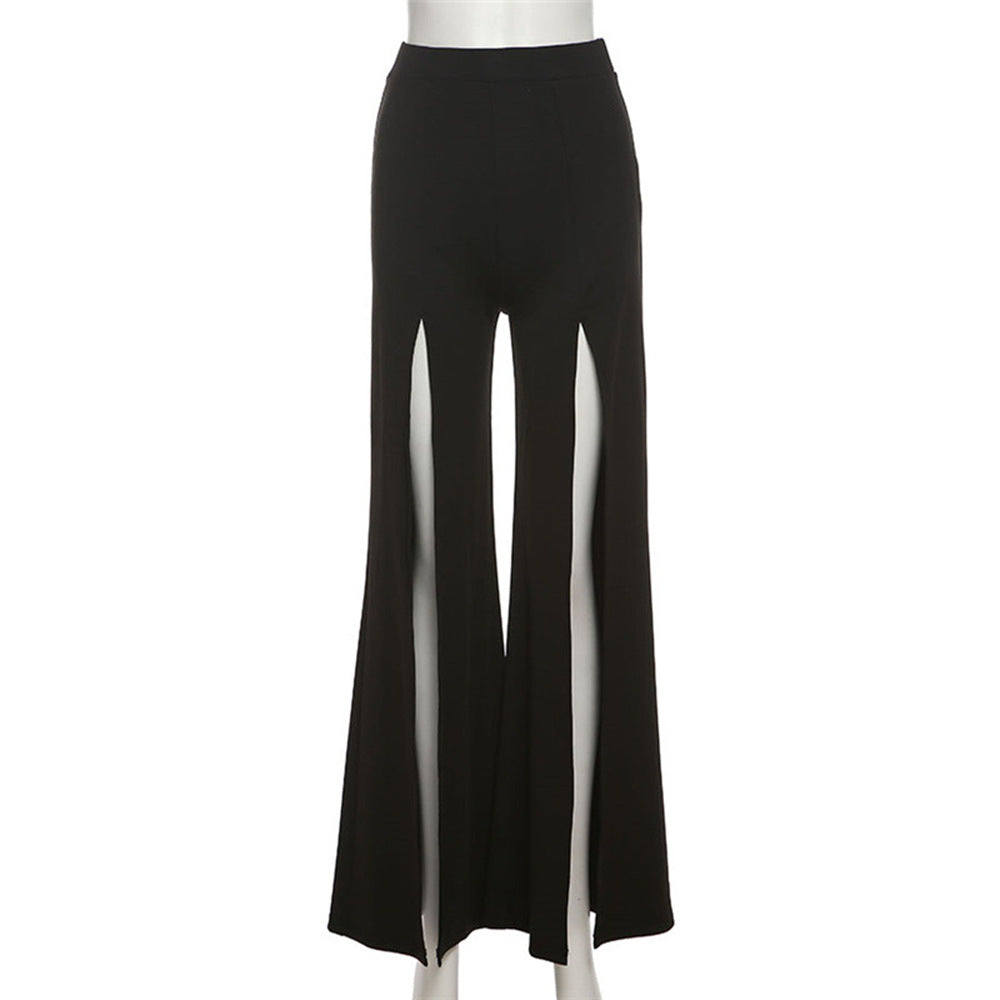 Dame elegant højtaljede culotte med sidelommer og flydende stof Stilla