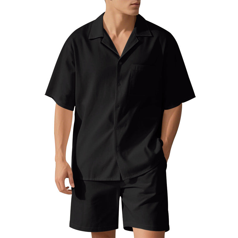 Herren elegant kortærmet ferieoutfit bestående af skjorte og shorts Stilla