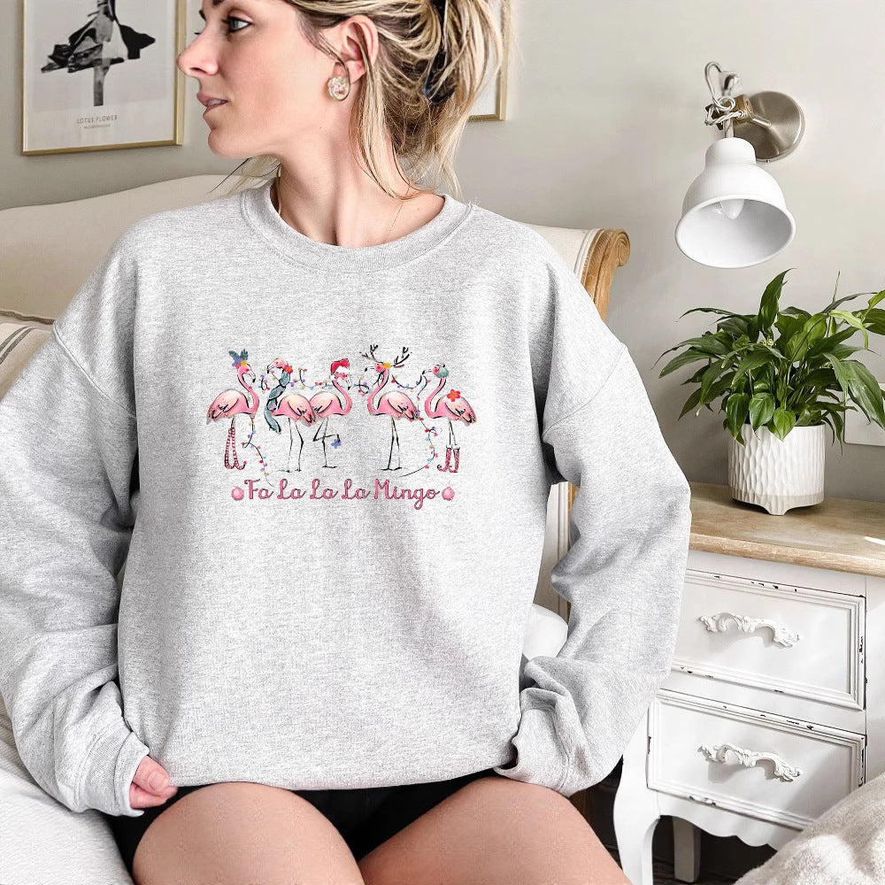 Dame sweatshirt med original flamingo motiv og afslappet snit Stilla