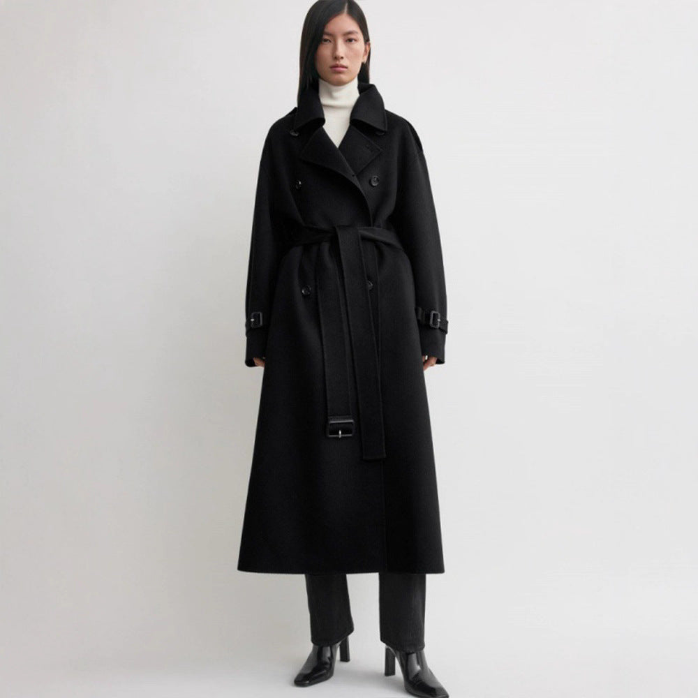 Kvinders elegante overlange uld trench coat Stilla
