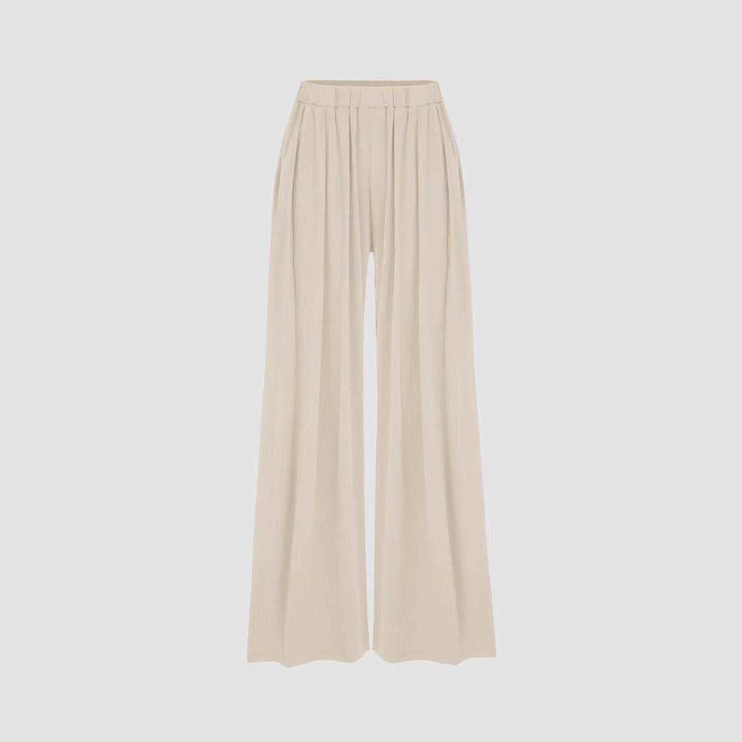 Dame bred Palazzo-bukser med elegante folder og elastisk talje Skovae