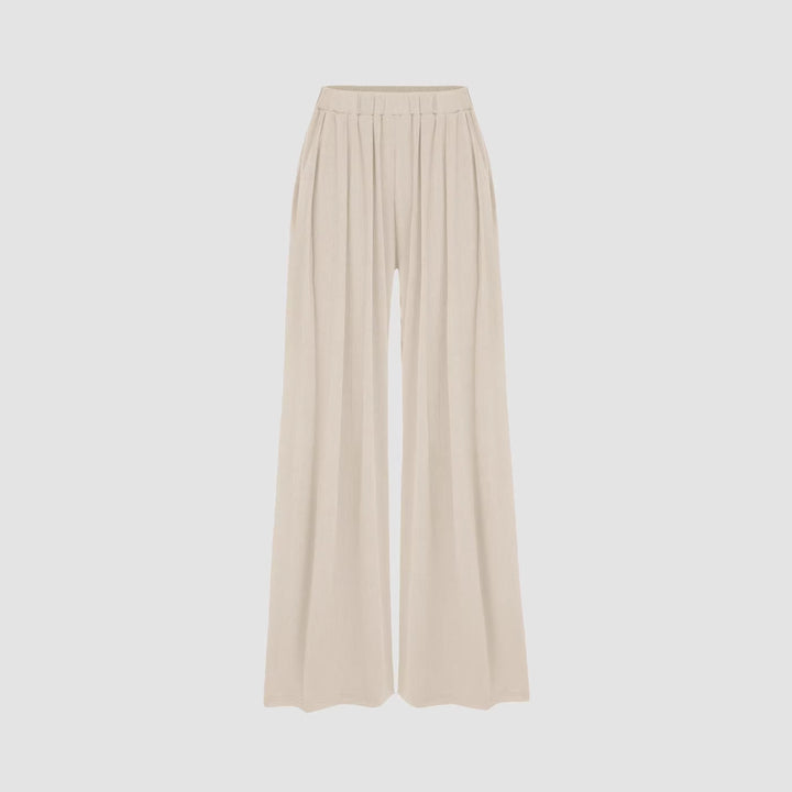 Dame bred Palazzo-bukser med elegante folder og elastisk talje Skovae