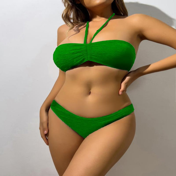 Dame Bandeau-Bikini med elastiske stropper og raffineret indpakningsdetalje Skovae