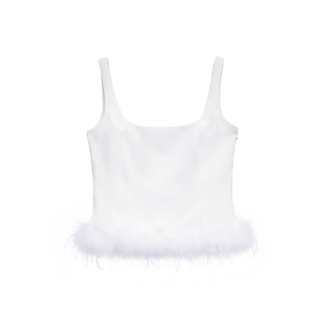 Femme Sleek Crop Top med Fjerkantet Kant Stilla