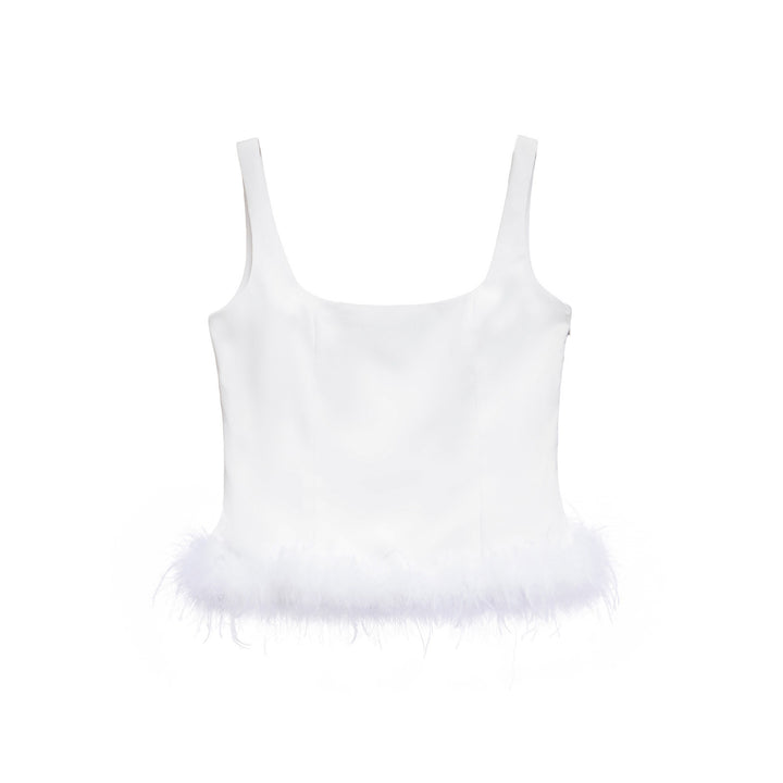 Femme Sleek Crop Top med Fjerkantet Kant Stilla