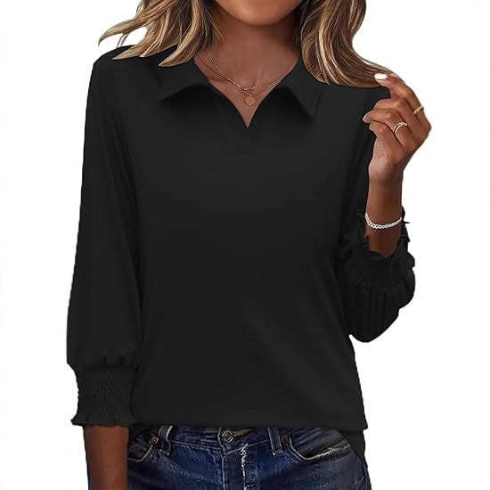 Dame Elegant Polo Shirt med Ruffle Detaljer Stilla
