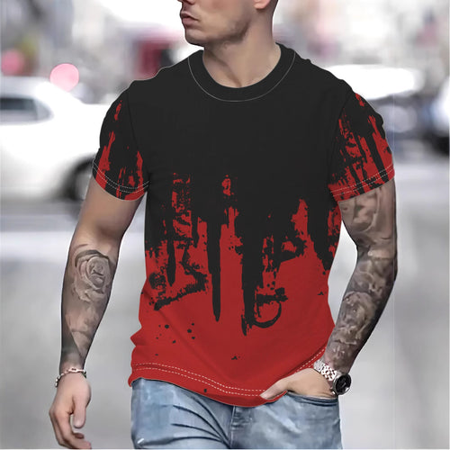 Herre T-shirt med kreativ farveovergang og unikt graffiti-design Stilla
