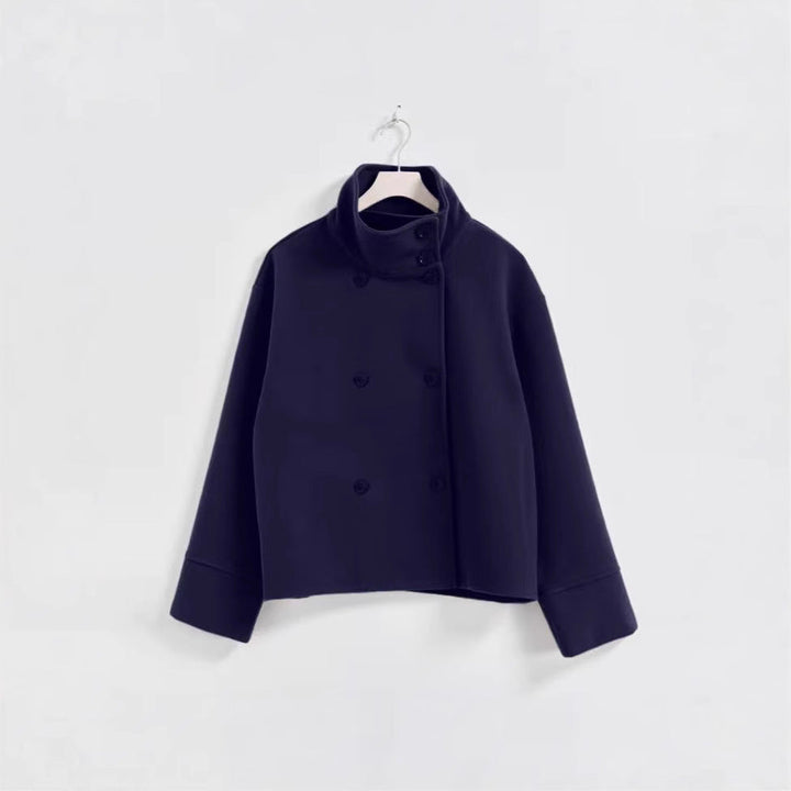 Damesmode Cropped Jakke med Høj Krave og Dobbelt Knaplås Stilla