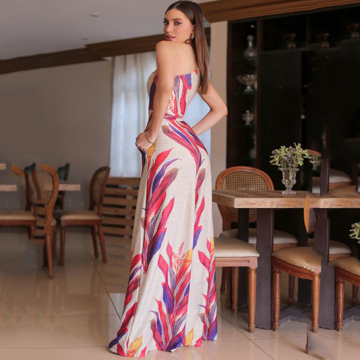 Dame Elegant Flydende Maxikjole med blomstret design Stilla