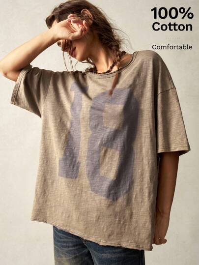 Dame afslappet oversized T-shirt lavet af åndbart materiale Stilla