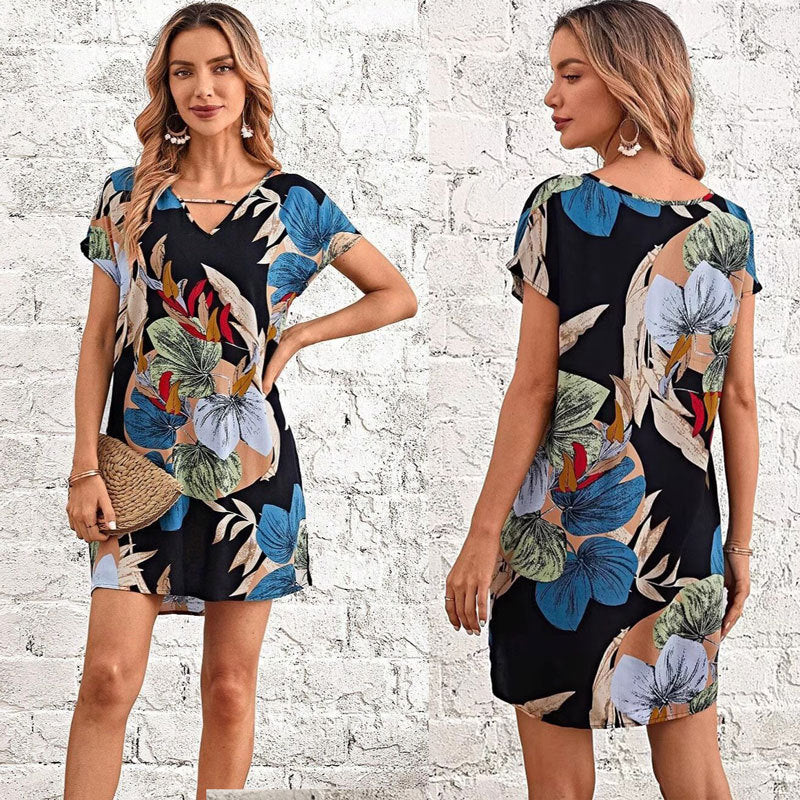 Damer Tropical Print Relaxed Mini Kjole Stilla