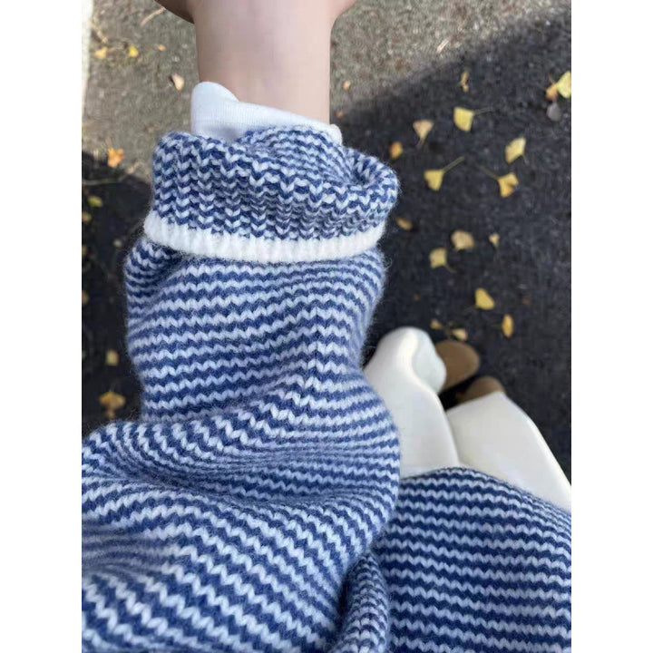Kvinder casual strik sweater med bølgemønster og turtleneck Stilla