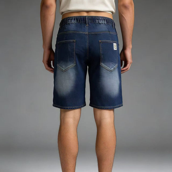 Herrer behagelige denim-shorts med elastisk talje og afslappet design Skovae