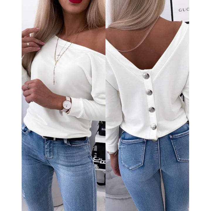 Dame Off-Shoulder Knap-besætning Langærmet Bluse Stilla