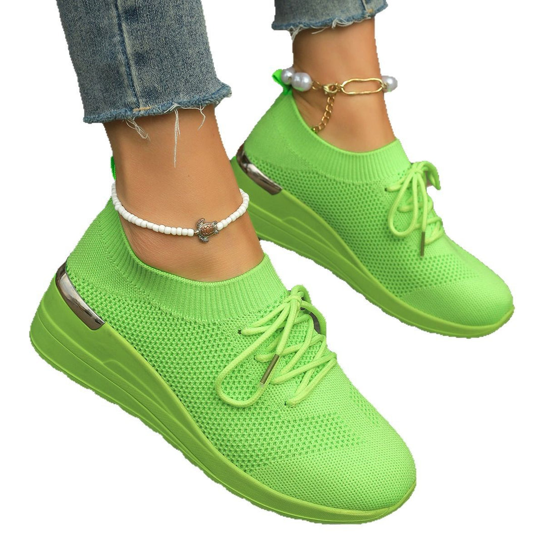 Dame Sneakers med behagelig strik-look og sporty plateau Stilla