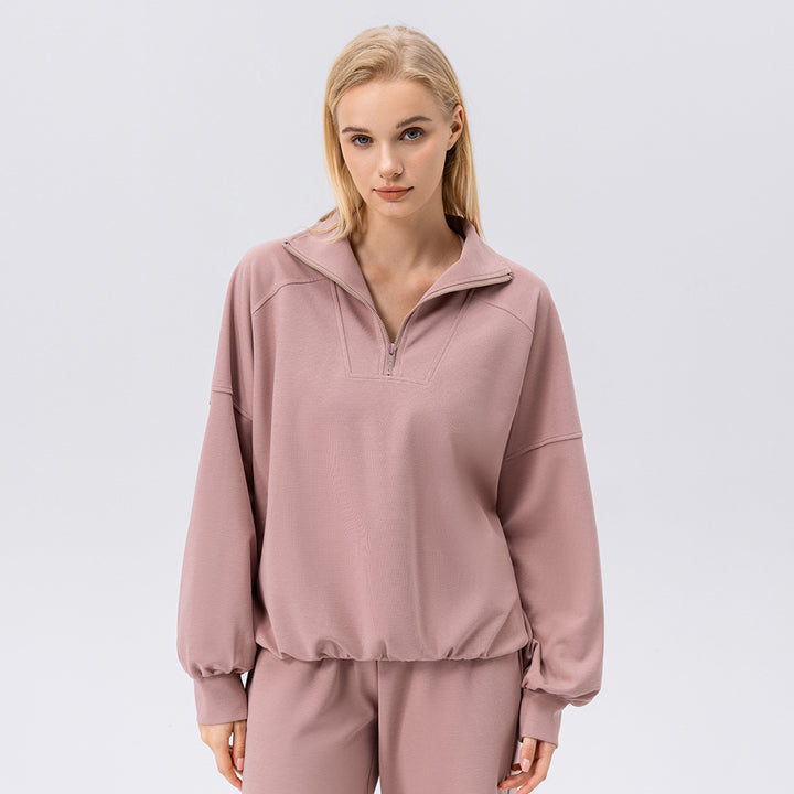 Dame sportpullover med moderne halvpulje og løs pasform Stilla