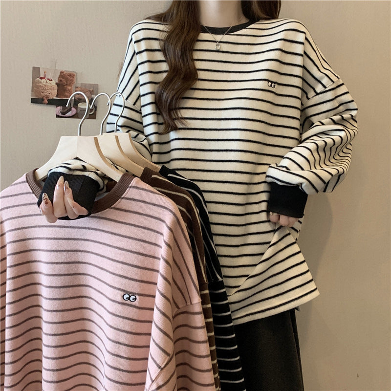 Femme Relaxed Stribet Rundhals Sweatshirt Stilla
