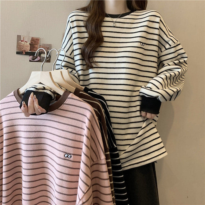 Femme Relaxed Stribet Rundhals Sweatshirt Stilla