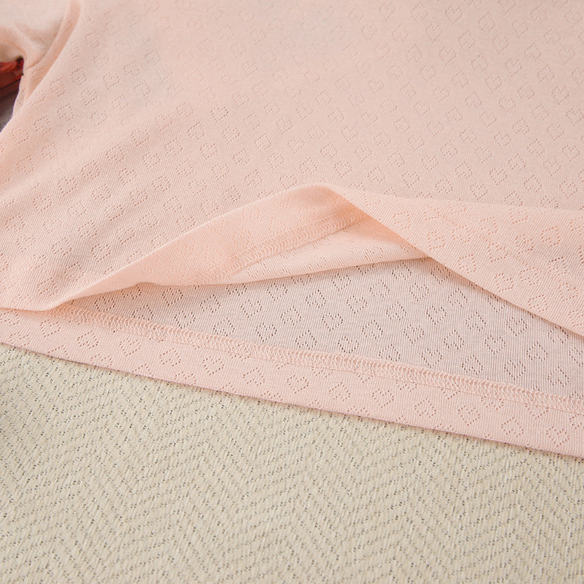 Dame hyggeligt pyjamasæt med crop-formet overdel og elastisk buks Stilla