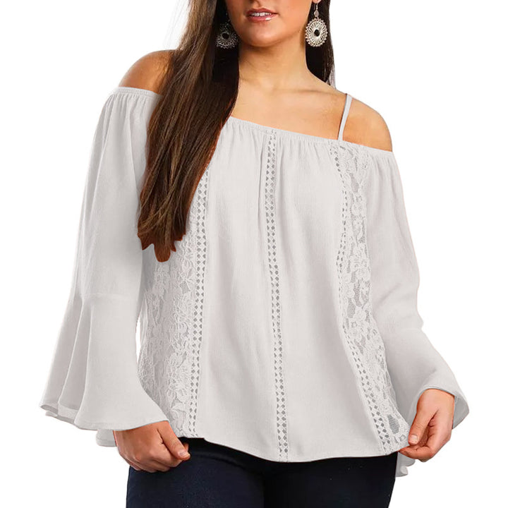 Dame Offshoulder Bluse med spidse accenter og vide ærmer Stilla